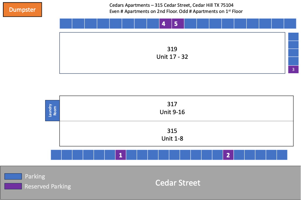 the seating plan for the event at The Cedars Apartments